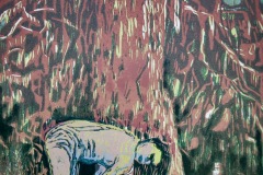 Camp-Site-Girl-wood-cut-on-strathmore-paper