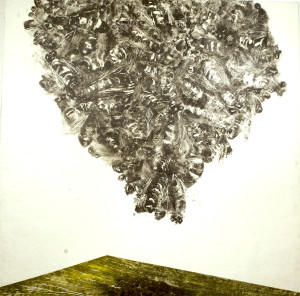 Cluster, Encaustic with oil pigment & graphite, 36"x36"